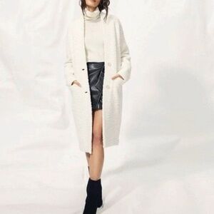 Aritzia Wilfred | Dujardin Tiger Print Wool Blend Coat | Cream | S